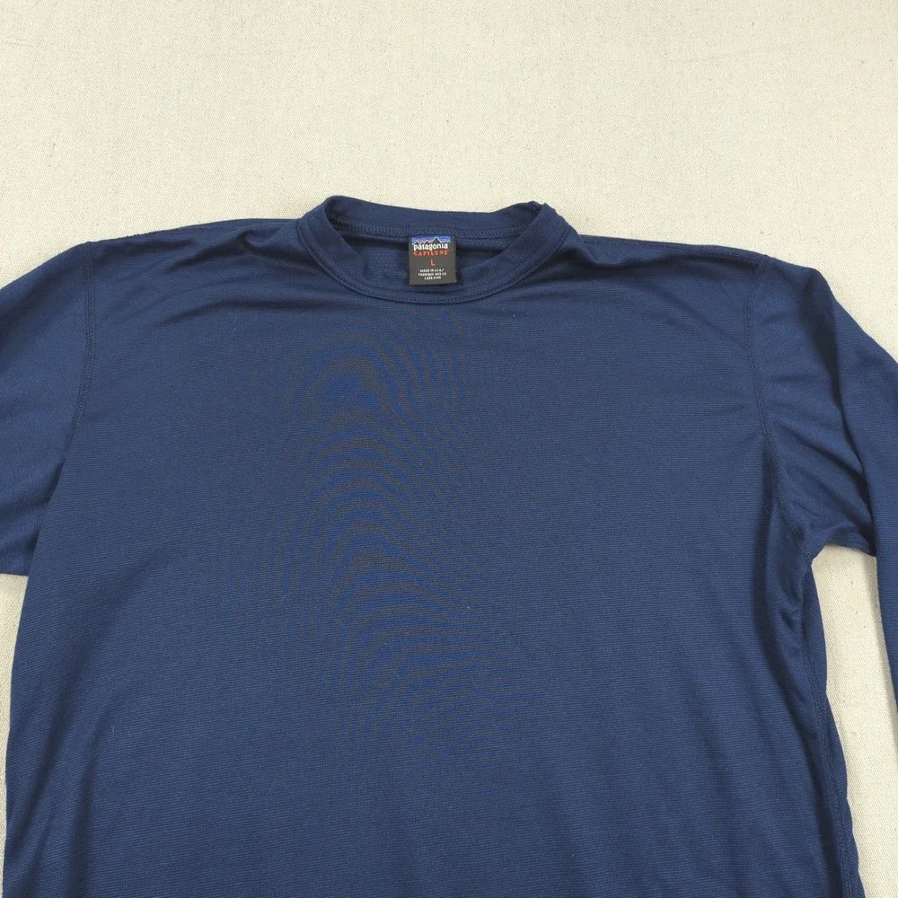 Patagonia Shirt Mens Large Blue Capilene‎ Baselayer Outdoor Hiking Made USA
